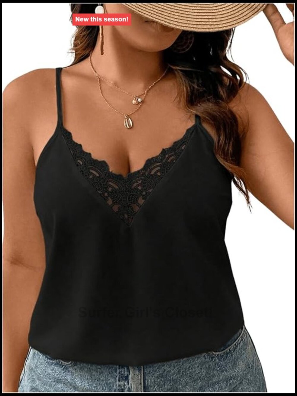 Plus Size Floral Lace V-Neck Cami Top Sleeveless
